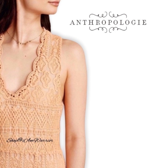 Anthropologie NWT peach crochet lace maxi-dress *shop@iamwarrior - Picture 2 of 8